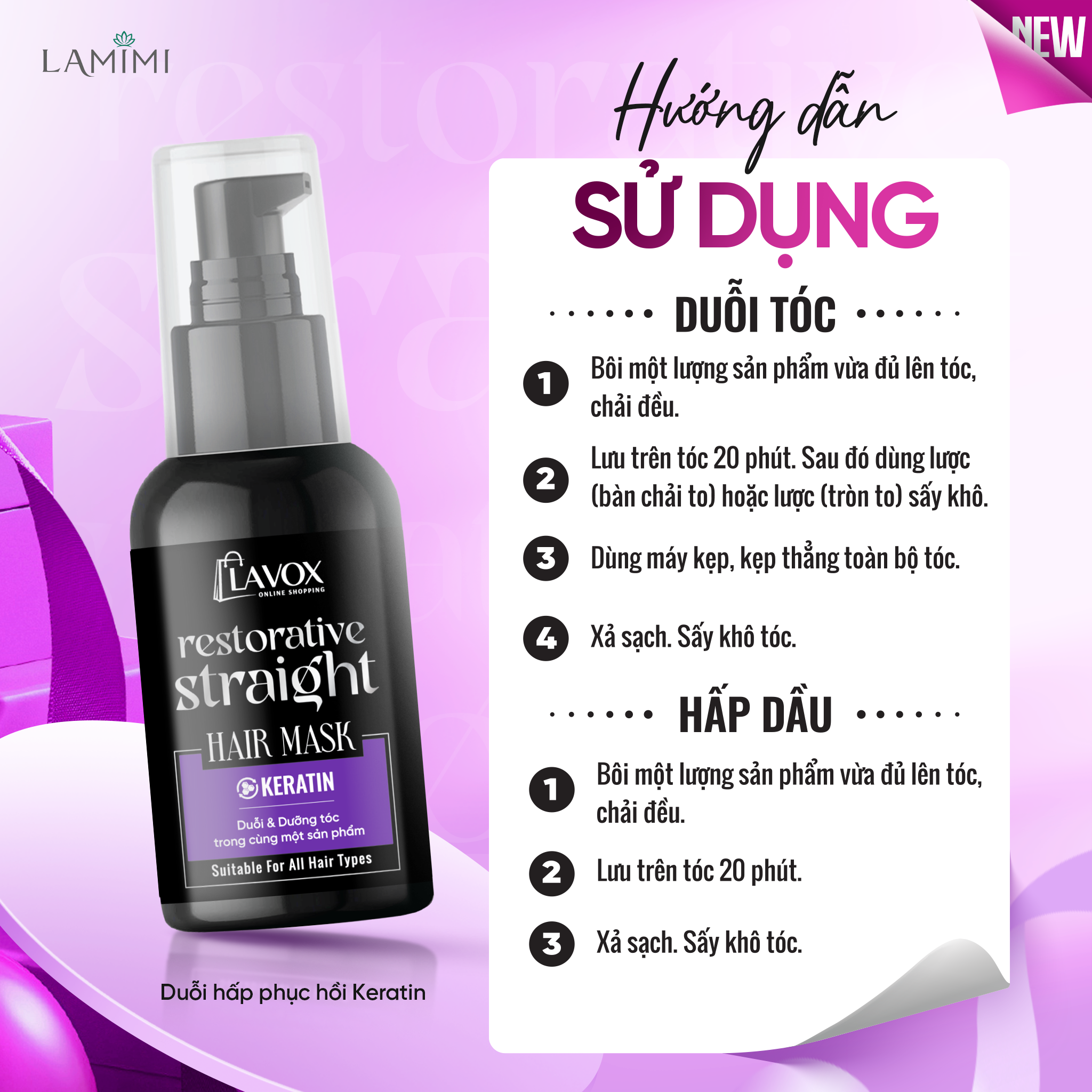 Duỗi Hấp Phục Hồi Keratin Lavox Online Shopping