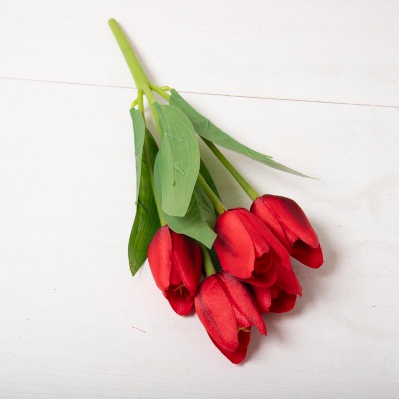 Bó Hoa Tulip Nhân Tạo Năm Đầu Trang Trí Nội Thất Văn Phòng Tiệc Cưới