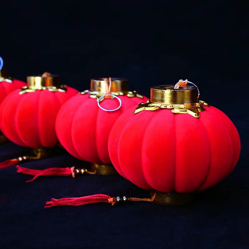 Set 16 Đèn Lồng Nhung Đỏ Size 7Cm Trang Trí Tết Cây Mai Đào Ngày Tết