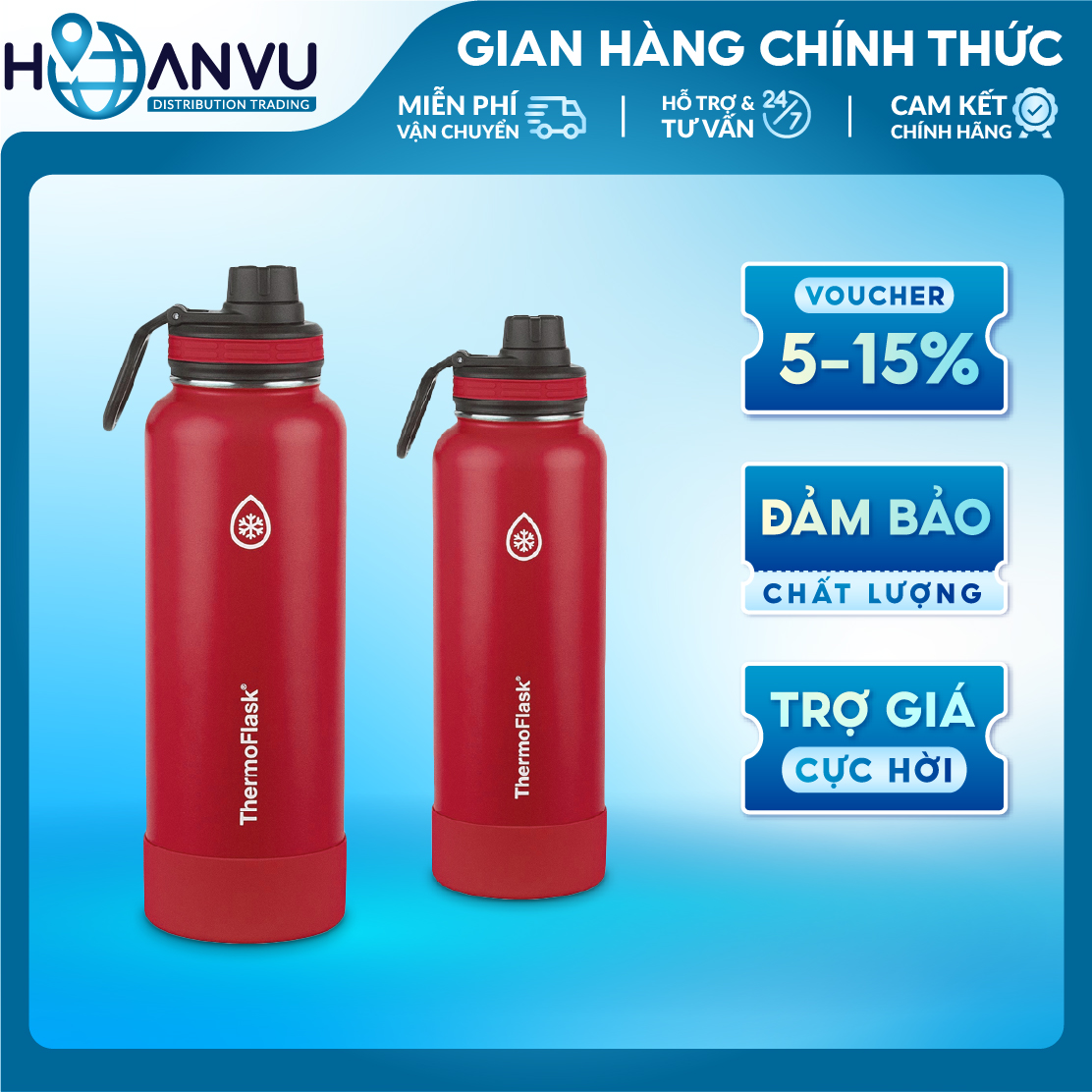 Bình Giữ Nhiệt Thép không Gỉ ThermoFlask Leakproof Spout Lid 4 màu