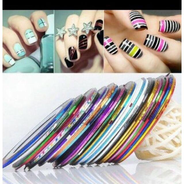 Băng keo dán móng lấp lánh 30 màu - sticker trang trí móng nail art N30