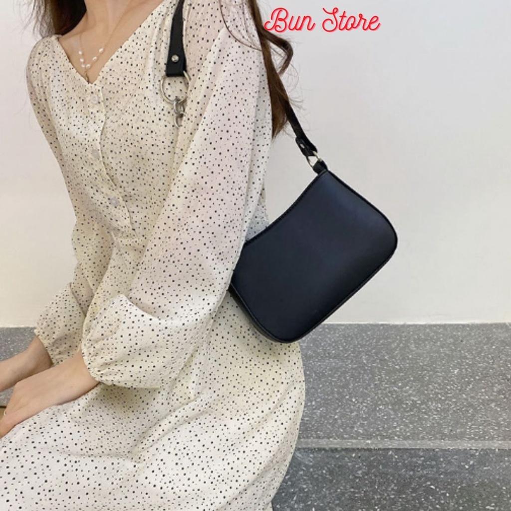 Túi kẹp nách nữ da mềm trơn Túi Xách nữ đeo vai xách tay - Mẫu mới nhất Màu đen và Trắng