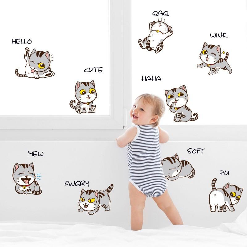 Decal dán tường mèo xinh đáng yêu