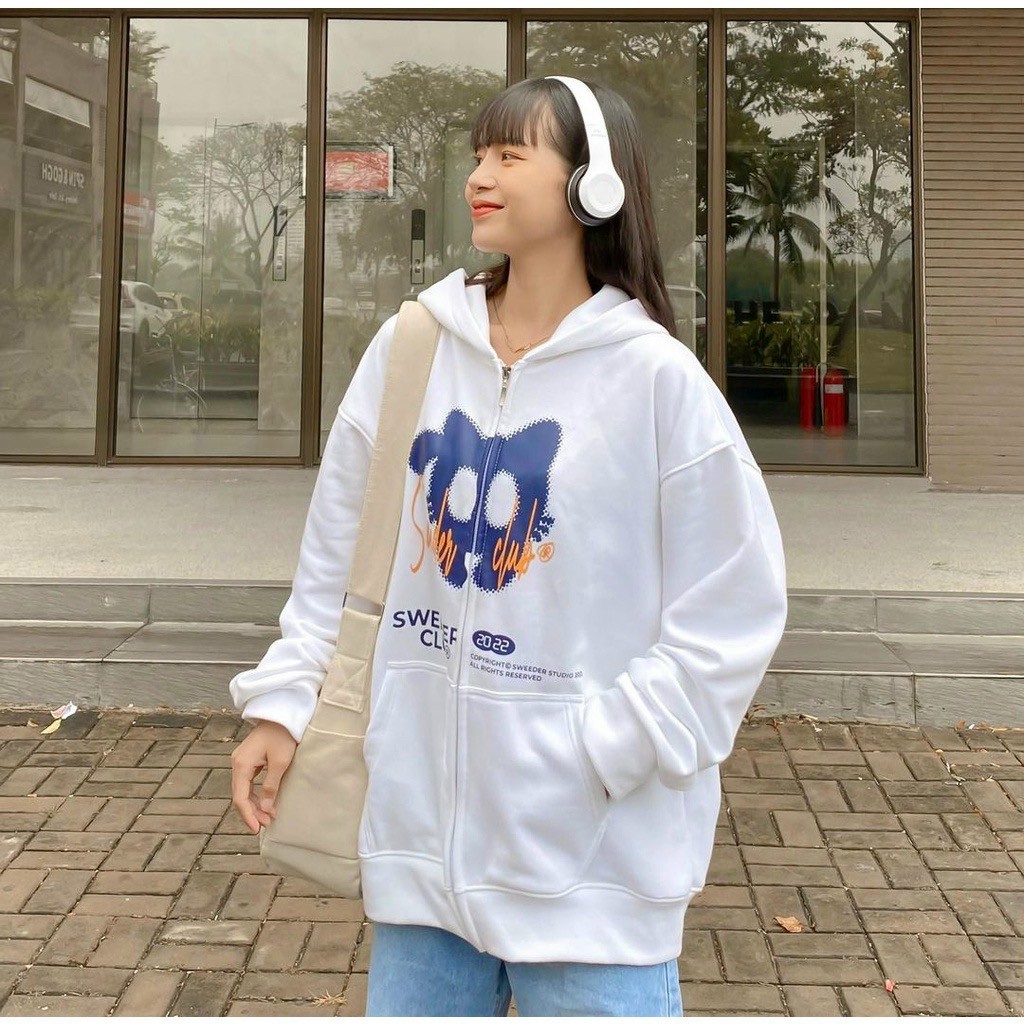 Áo Khoác Nỉ Lót Bông Dây Kéo in chữ SWEEDER 2022 form rộng ullzang Unisex