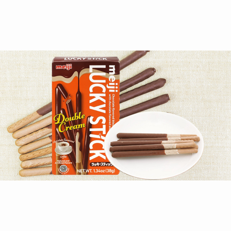 Lốc 10 Bánh que Meiji Lucky stick Chocolate &amp; Coffee 38gr