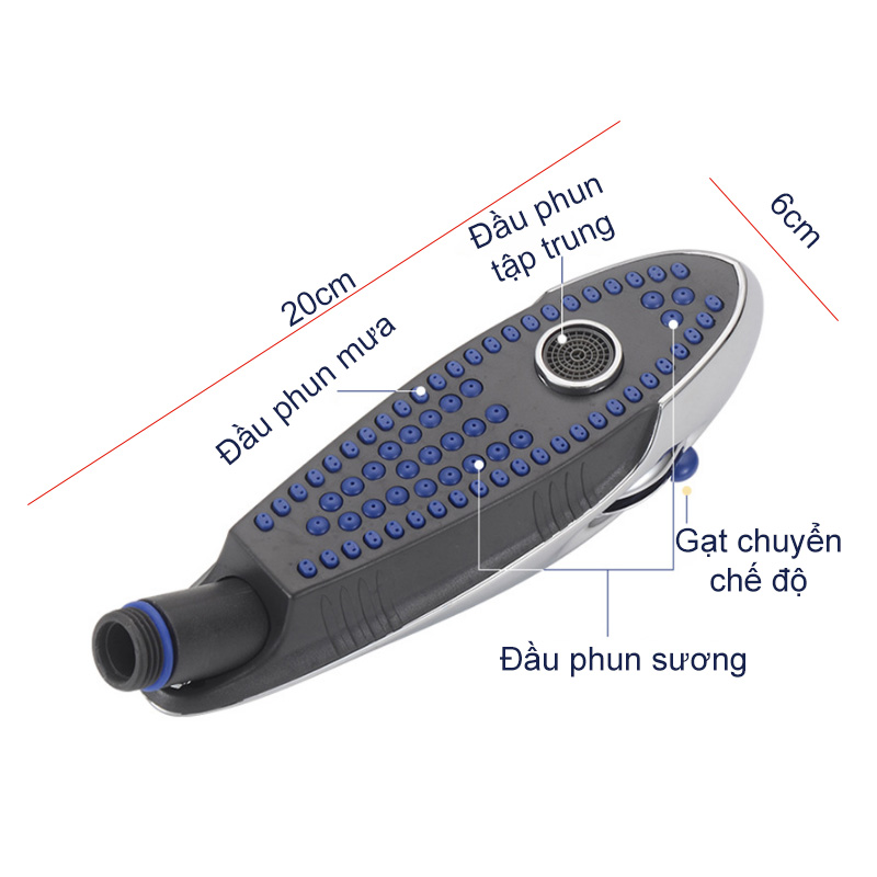 Đầu vòi sen tắm 3 chế độ, tiết kiệm nước, thiết kế hình cá heo DP318