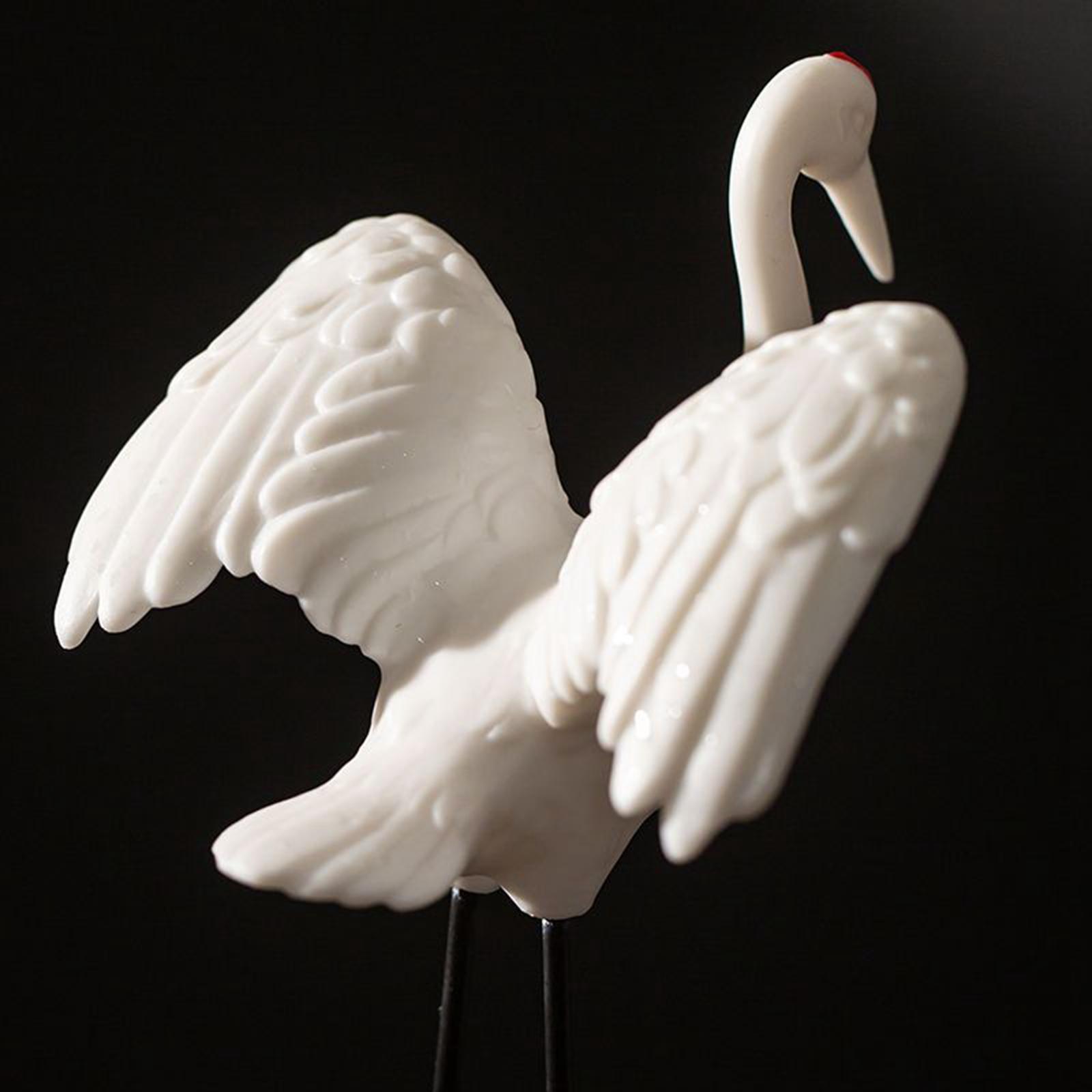 Crane Statue Sculpture Animal Bird Ornament for Bedroom Shelves Living Room Gift