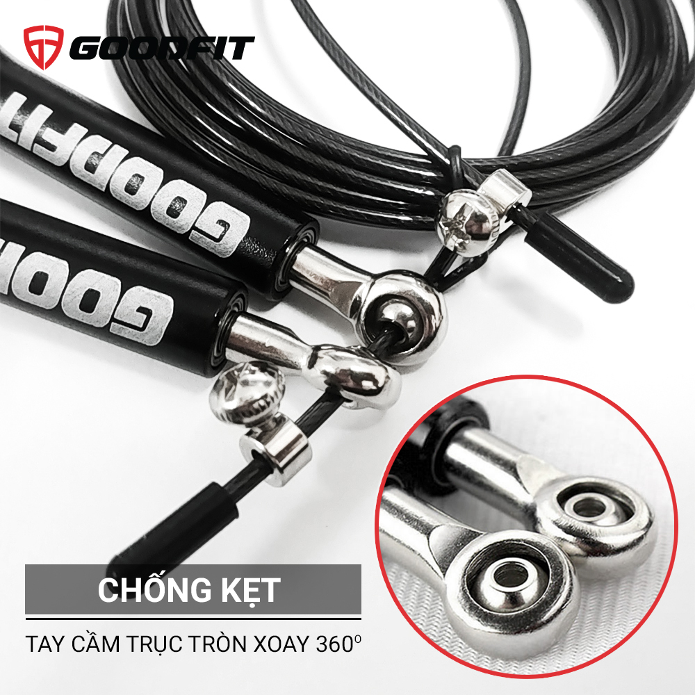 Dây nhảy lõi thép, dây nhảy thể dục, thể lực GoodFit chiều dài 3m, trục xoay 360 độ Goodfit GF901JR