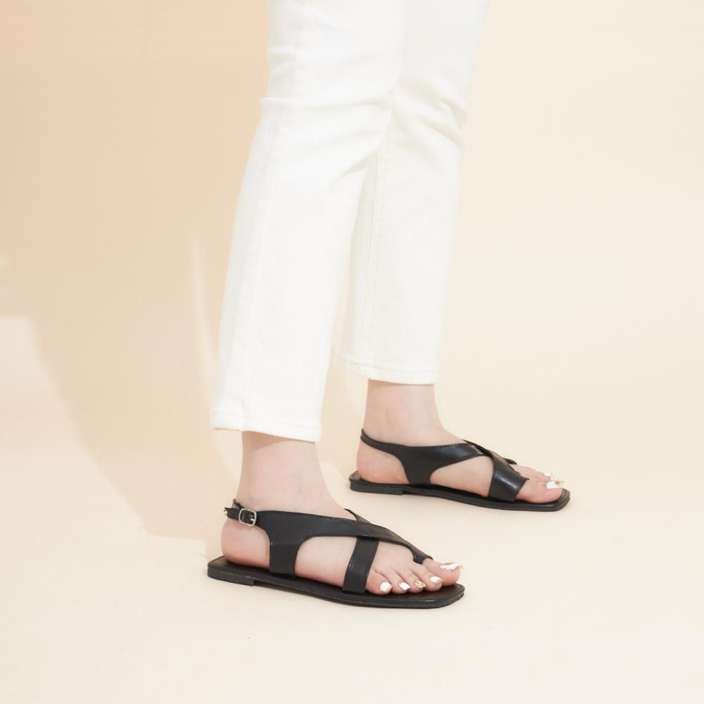 Giày Sandal Nữ MWC 2874 - Giày Sandal Xỏ Ngón Quai Chéo Cách Điệu Đế Bệt Thời Trang