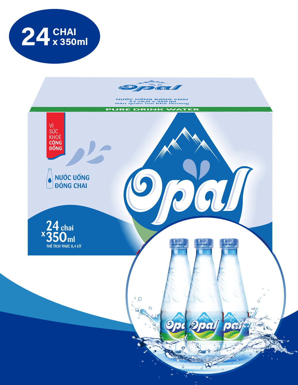 1 Thùng nước tinh khiết Opal 350ml (24 chai/ thùng )