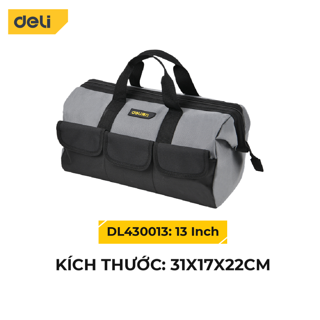 Túi Đựng Đồ Nghề Dụng Cụ Sửa Chữa Deli Tools Chất Liệu Vải Oxford Chống Thấm Nước Thiết Kế Nhiều Ngăn Tiện Dụng DL430018