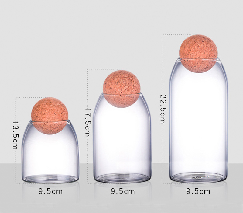 Lọ thủy tinh Borosilicate kèm nắp hình dáng quả cầu gỗ bắt mắt