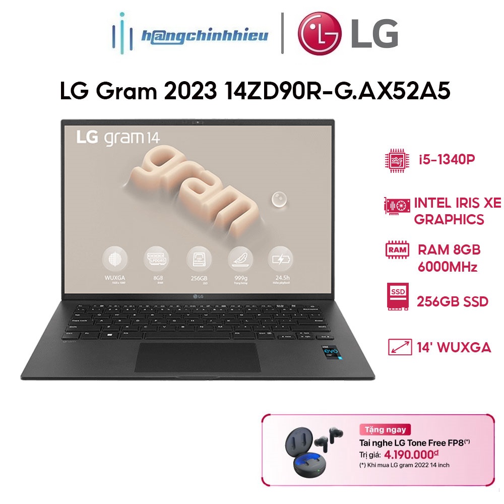 Laptop LG Gram 2023 14ZD90R-G.AX52A5 (i5-1340P | 8GB | 256GB | 14) Hàng chính hãng