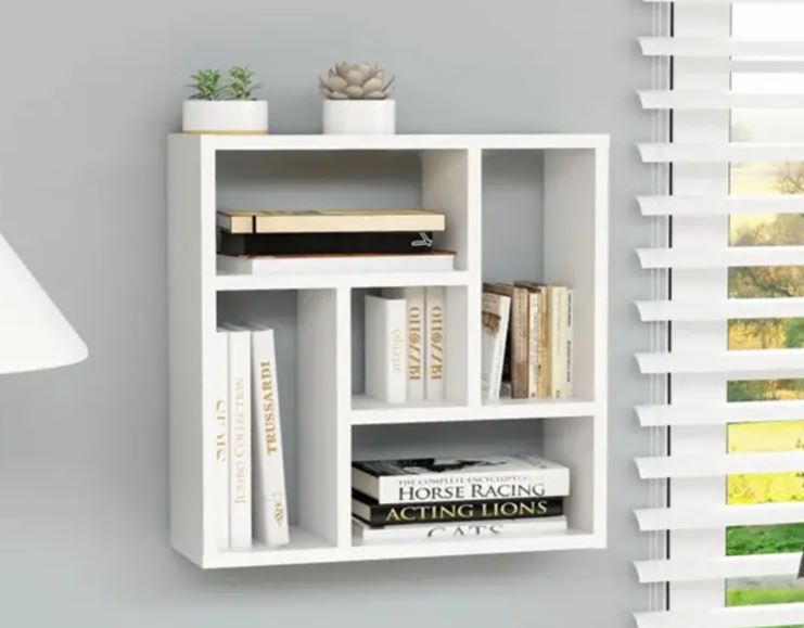 Kệ Sách Treo Tường Hình Vuông Chia 5 Ngăn Juno Sofa CTKT524 KT 55 x 55 x 15cm