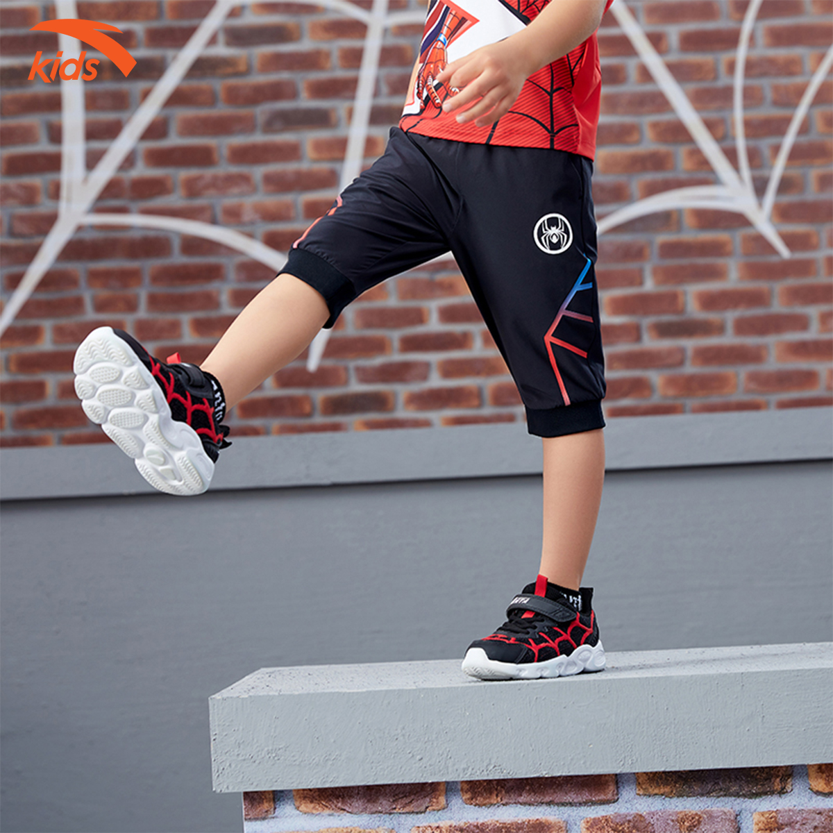 Quần lửng thời trang bé trai họa tiết Spider Man thương hiệu Anta Kids 352139324, lưng thun, co dãn 4 chiều chất mát