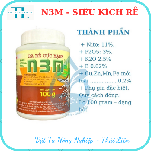 N3M Kích Thích Ra Rễ Lọ 100 GRAM - Kích Thích Ra Rễ Cực Mạnh - Phân Bón N3M - Phân Kích Rễ