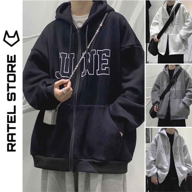 Áo Khoác Jacket Hoodie Zip Nỉ Thu Đông Nam Nữ JUNE Unisex Form Rộng