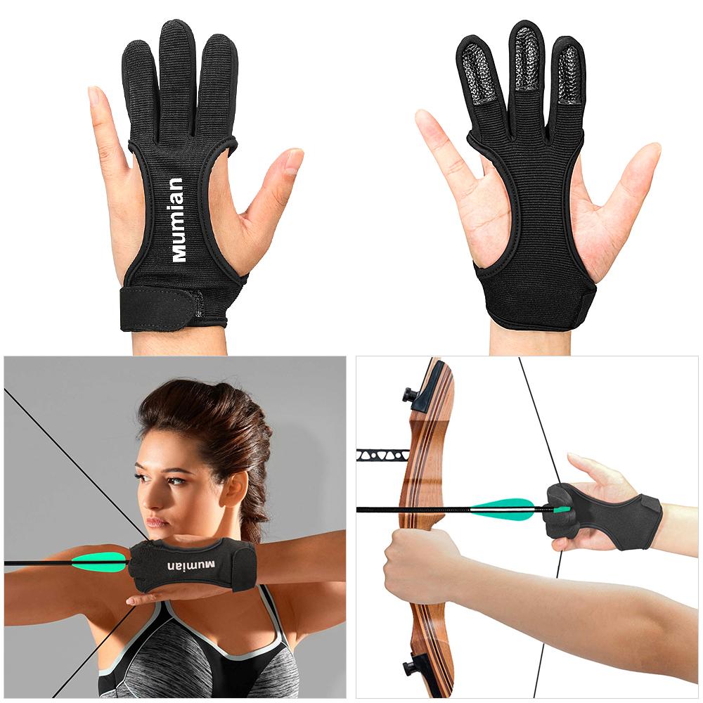 Găn tay bắn cung 3 ngón được làm từ chất liệu polyester có độ đàn hồi cao và mềm mại, nhẹ và thấm mồ hôi