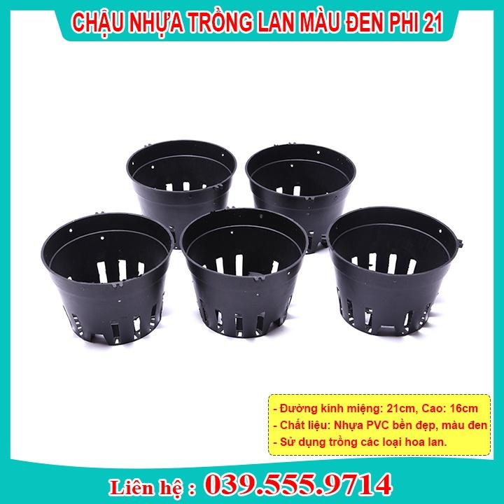 BỘ 5 CHẬU NHỰA TRỒNG LAN MÀU ĐEN ĐƯỜNG KÍNH MIỆNG 21CM - BỀN ĐẸP GIÁ RẺ