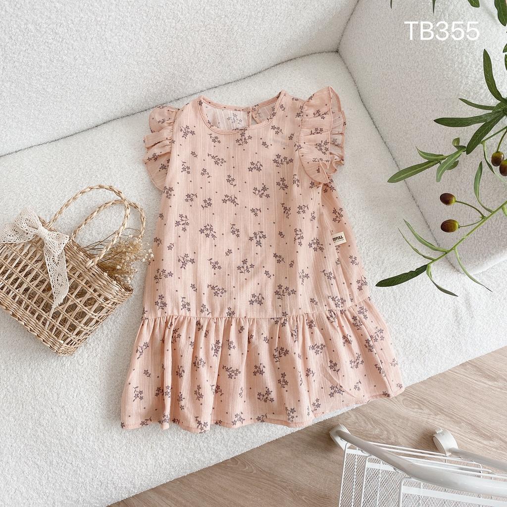 Váy đuôi cá hoa nhí, váy cánh tiên cho bé gái chất đũi thô mềm mát size 80 - 130