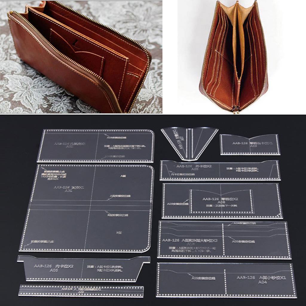 10 Pieces Acrylic Billfold Stencil Template Set for Women Men Unisex, Wallet