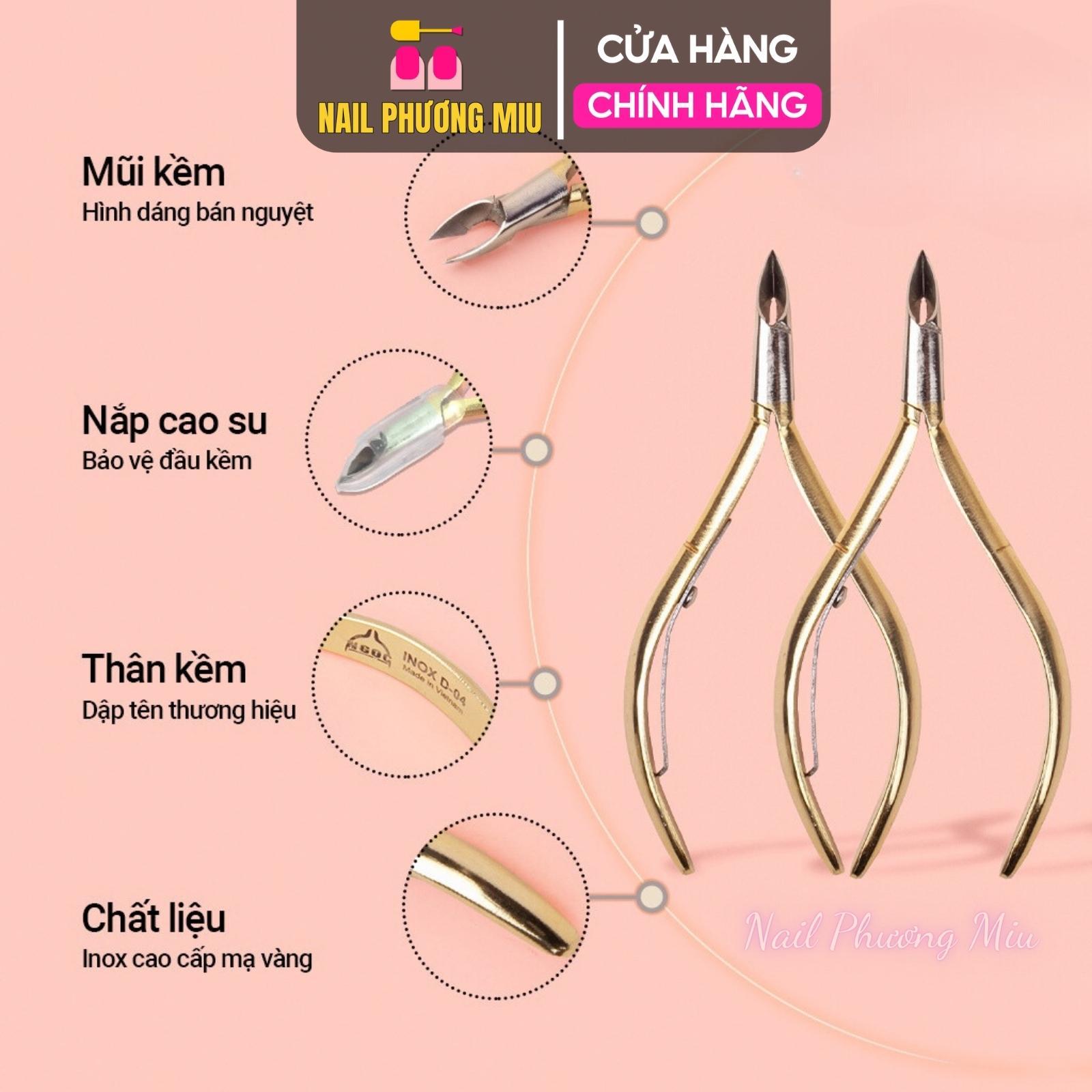 Combo Kìm Lấy Khóe Mũi Dài Nhọn 1.5cm + Kềm Nhặt cắt Da Bán Nguyệt Mạ Vàng - Dụng Cụ Chăm Sóc Nail Chuyên Nghiệp Chà Gót Chân