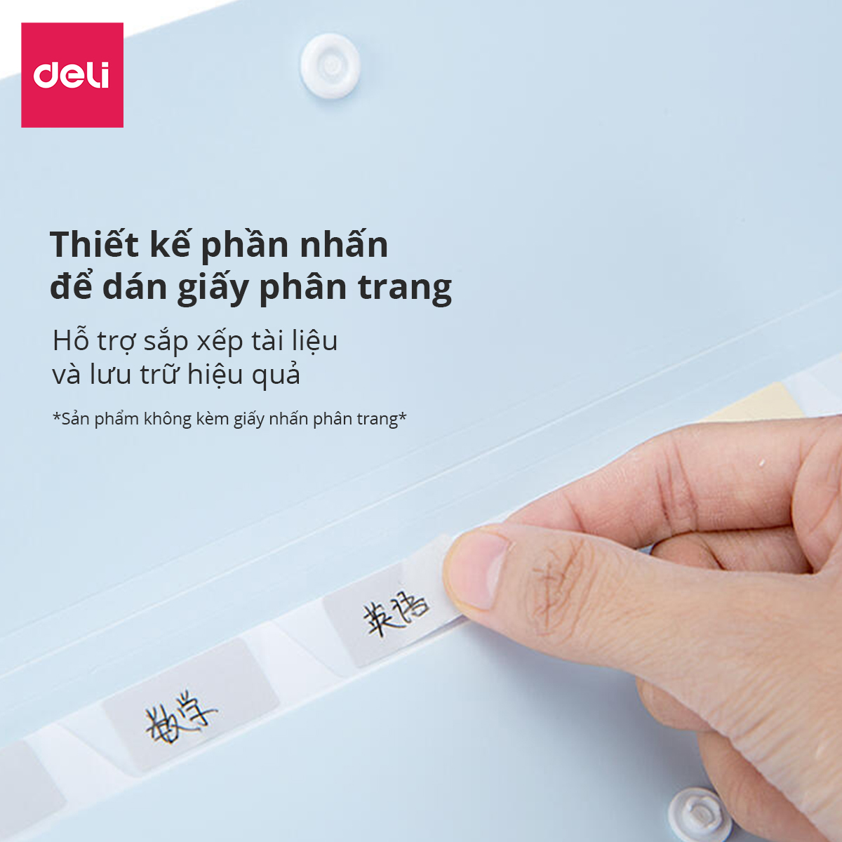 Cặp đựng tài liệu A4 Deli - 8 ngăn phân trang - file lưu trữ tài liệu - linfini - Xanh Dương / Trắng - 72456