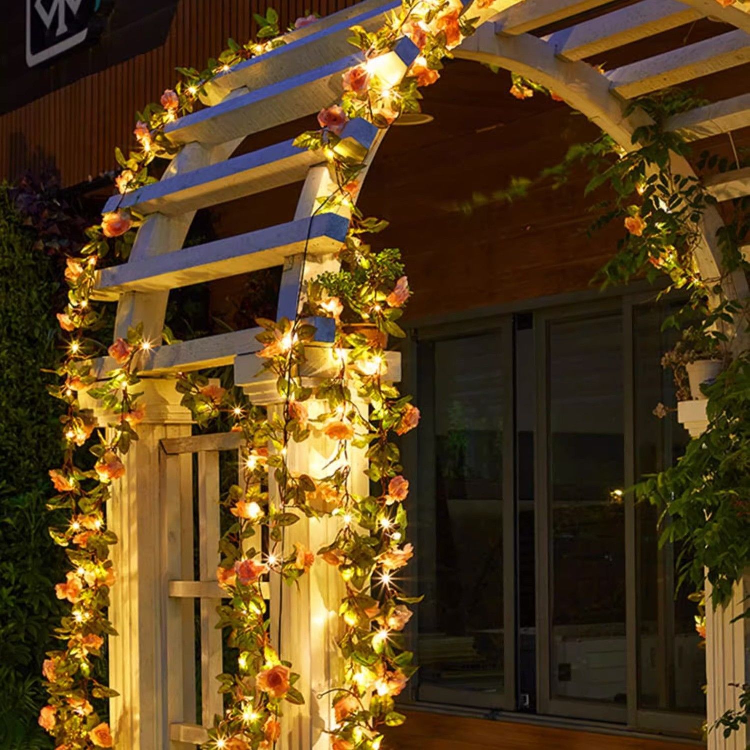 Đèn Trang Trí Năng Lượng Mặt Trời Dây Hoa Hồng, Chiều Dài 7M, 50 Bóng LED, Thắp Sáng Khu Vườn - DA3046