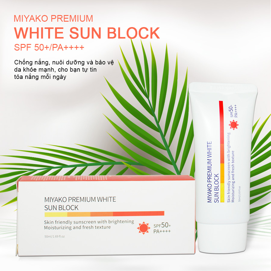 Kem Dưỡng Trắng Da Chống Nắng SPF50 PA++++ Miyako Premium White Sun Block 50ml