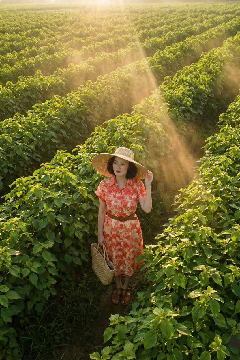 Đầm Sơ Mi Ramie Hoa Đỏ Thanh Minh Dre232 Thời trang Hity