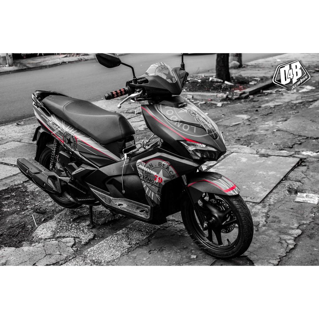 Tem trùm xe dành cho Air Blade 2016 Black London Redline