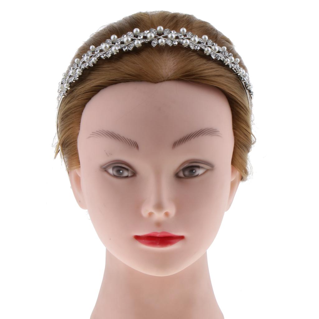 Wedding Women's Crystal Bridal Flower Leaves Crown Headband Tiara Headpiece