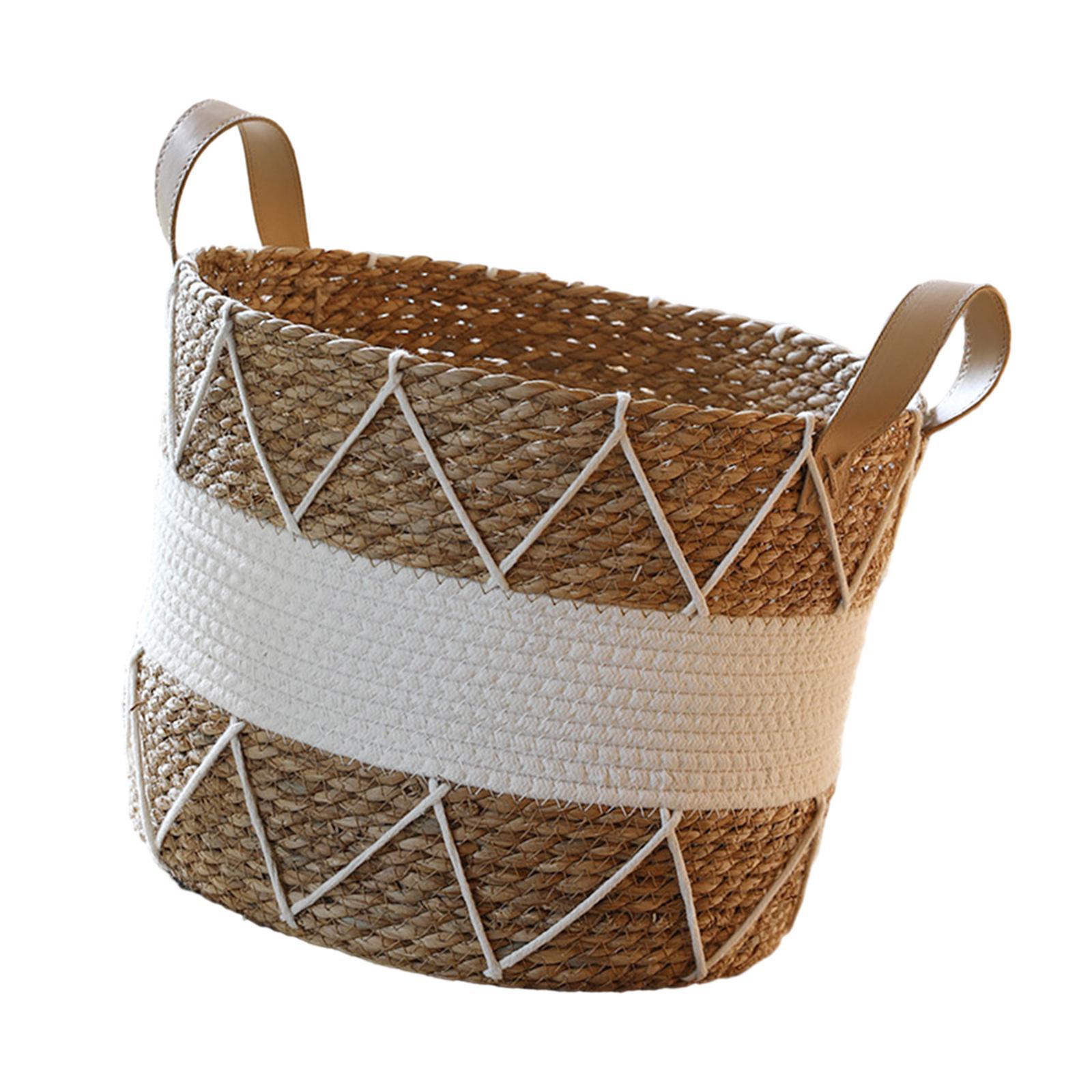 Laundry Hamper, Woven Rope Laundry Basket, Nordic Toys Storage Basket, with Handle, Baby Nursery Hamper for Handbag, Bedding Clothing Closet Toys