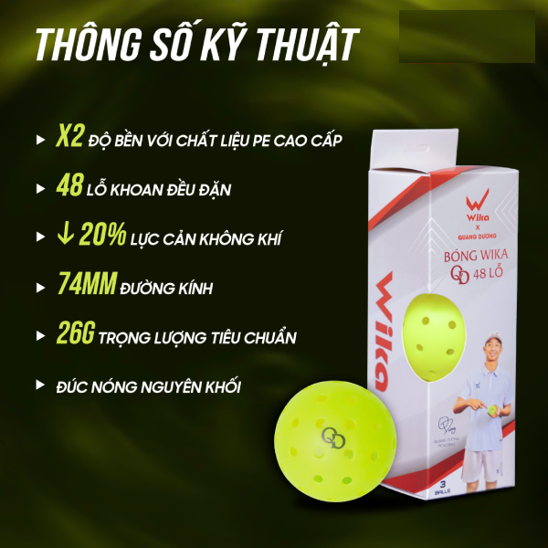 Bóng thi đấu Pickleball cao cấp Wika QD48