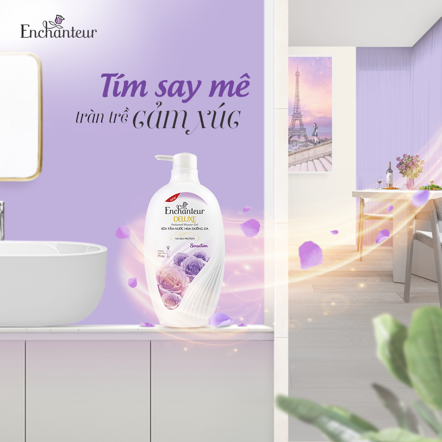 Sữa tắm nước hoa dưỡng da Enchanteur Sensation gợi cảm tinh tế mịn màng quyến rũ (650gr)