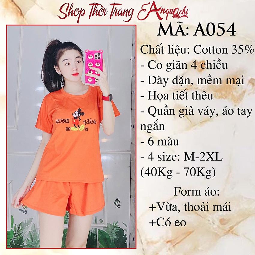 Đồ Bộ Nữ Mặc Nhà Anquachi Ống Rộng Đẹp Thun Cotton Nữ Mặc Ngủ Ở Nhà Dễ Thương Quần Đùi Cute A054