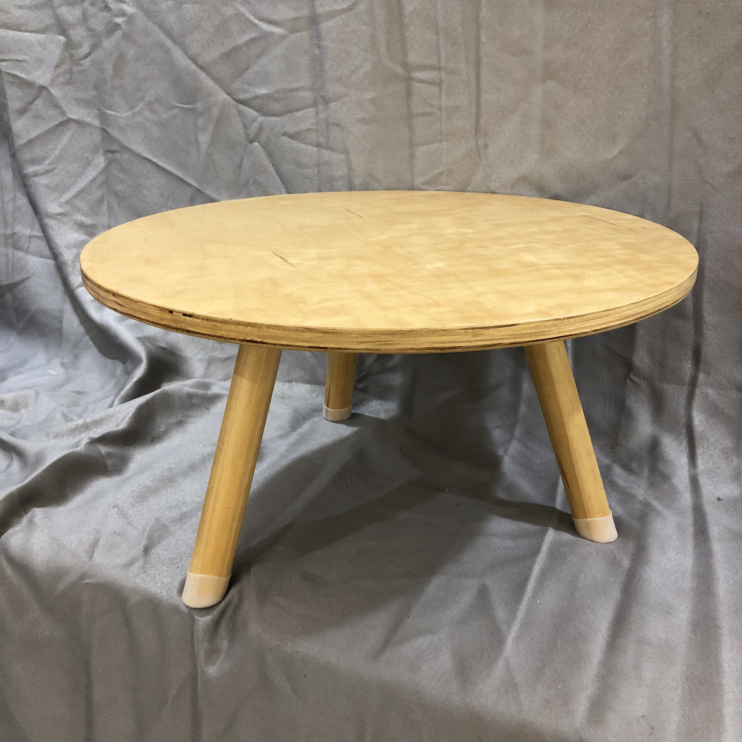 Bàn trà cà phê mặt bàn hình tròn gỗ plywood tự nhiên KNF, thiết kế tối giản, tháo lắp thông