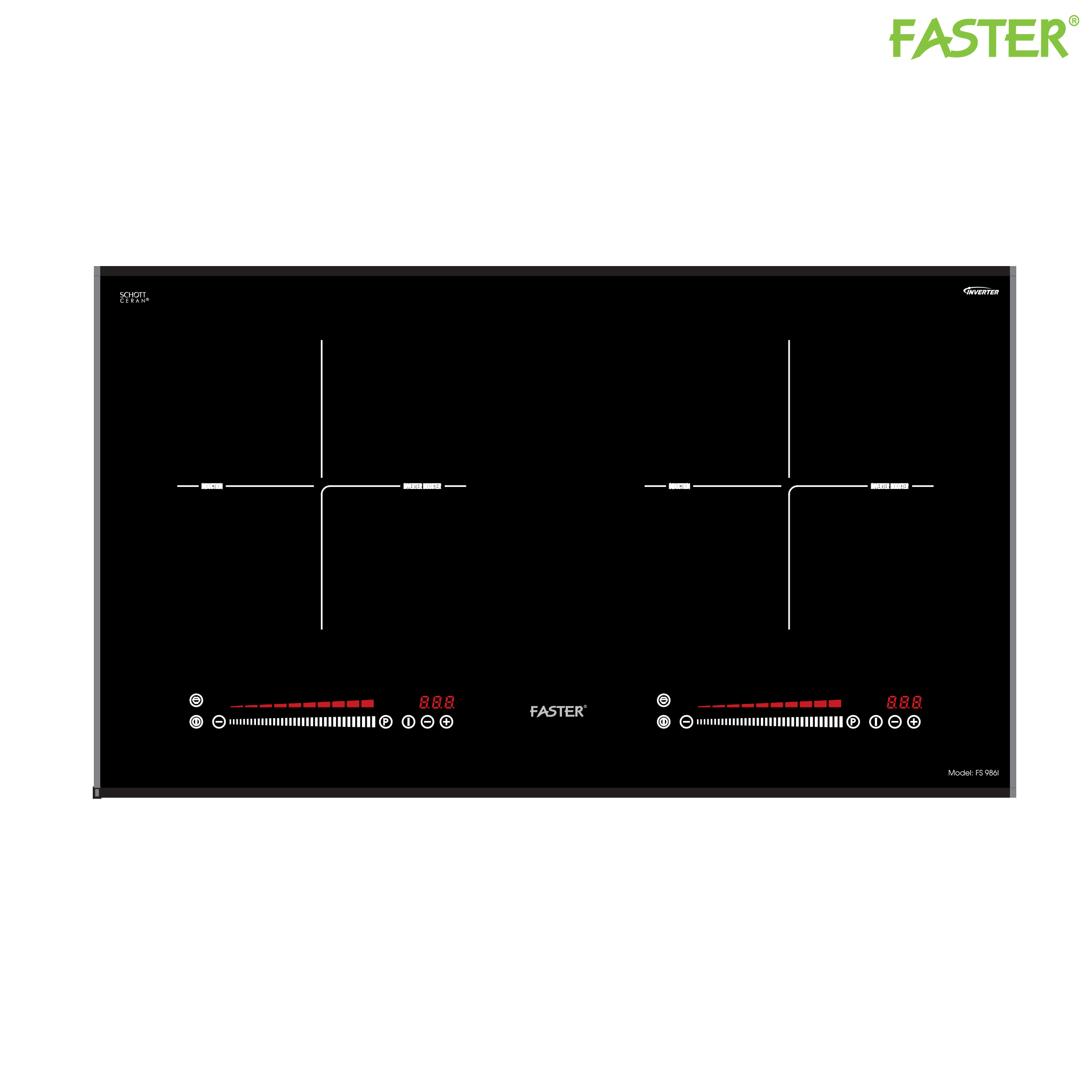 Bếp từ 2 vùng nấu Inverter nhập khẩu Malaysia Faster FS 986I hàng chính hãng