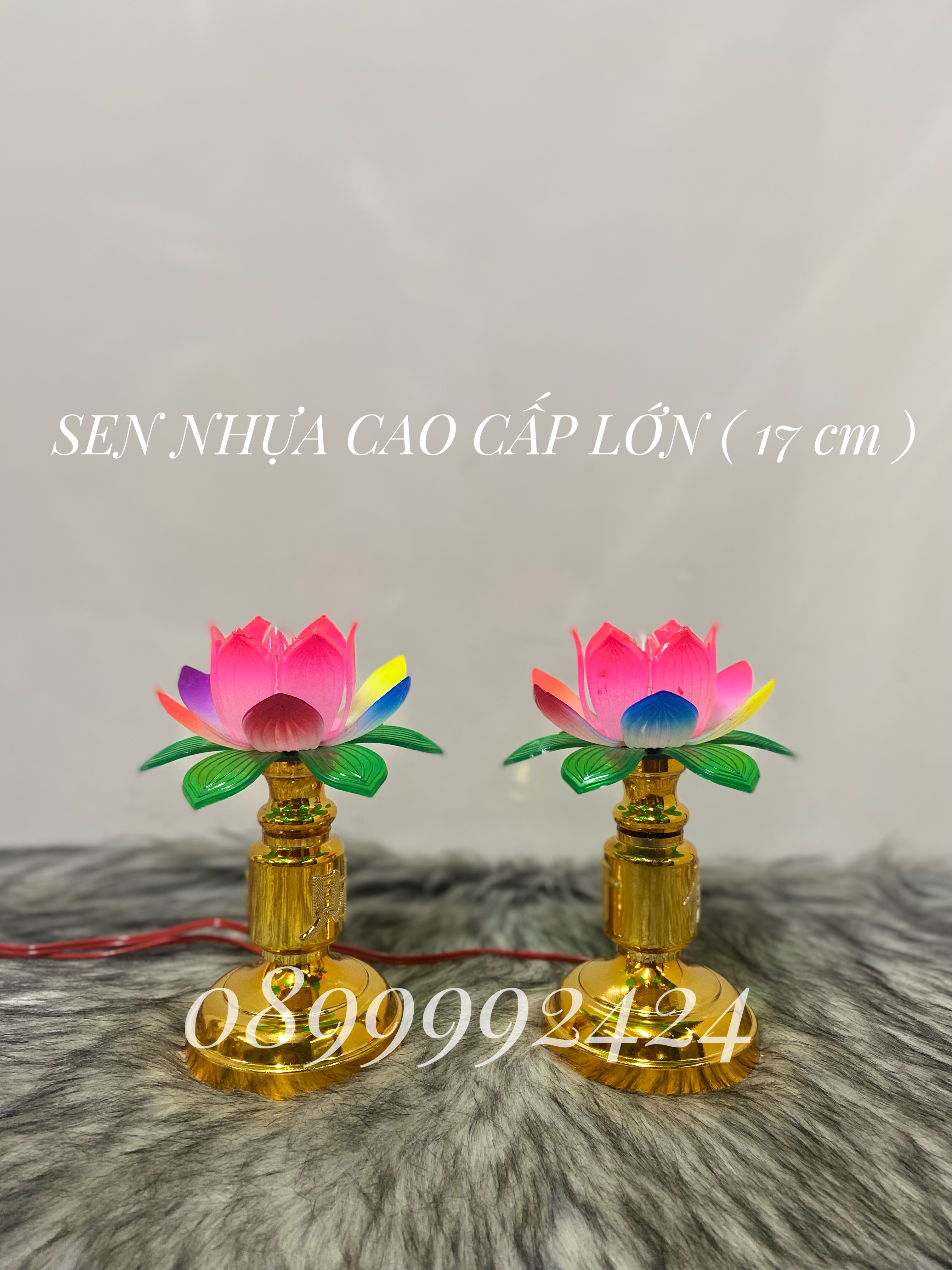 ĐÈN THỜ CAO CẤP SEN NHỰA LỚN 1 CẶP
