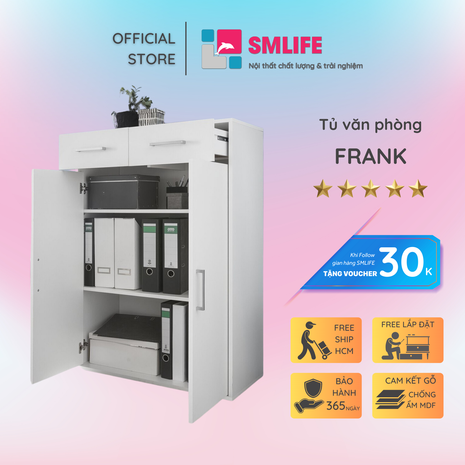 Tủ để tài liệu gỗ công nghiệp SMLIFE Frank