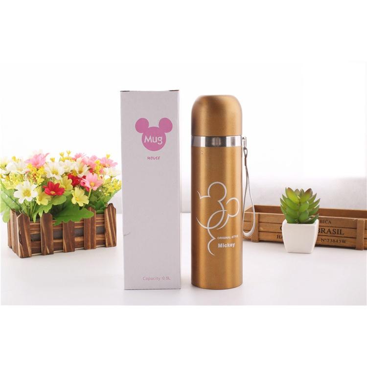 Bình Đựng Nước Giữ Nhiệt Nóng Lạnh Cao Cấp 2 Lớp Mug Mouse Độ Bền Cao, Thiết Kế Nắp Chống Tràn An Toàn 500ml