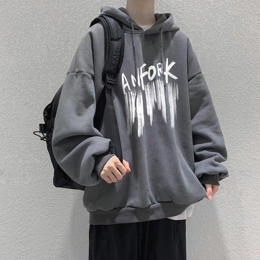 Áo Hoodie Tay Dài Dáng Rộng Phong Cách Hàn Quốc Thời Trang Thu Đông Cho Nam Giới