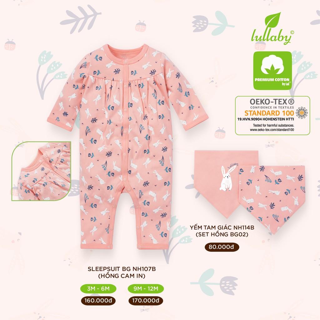 Set 2 yếm cotton dày Lullaby, yếm tam giác cài cúc sơ sinh Lullaby cao cấp