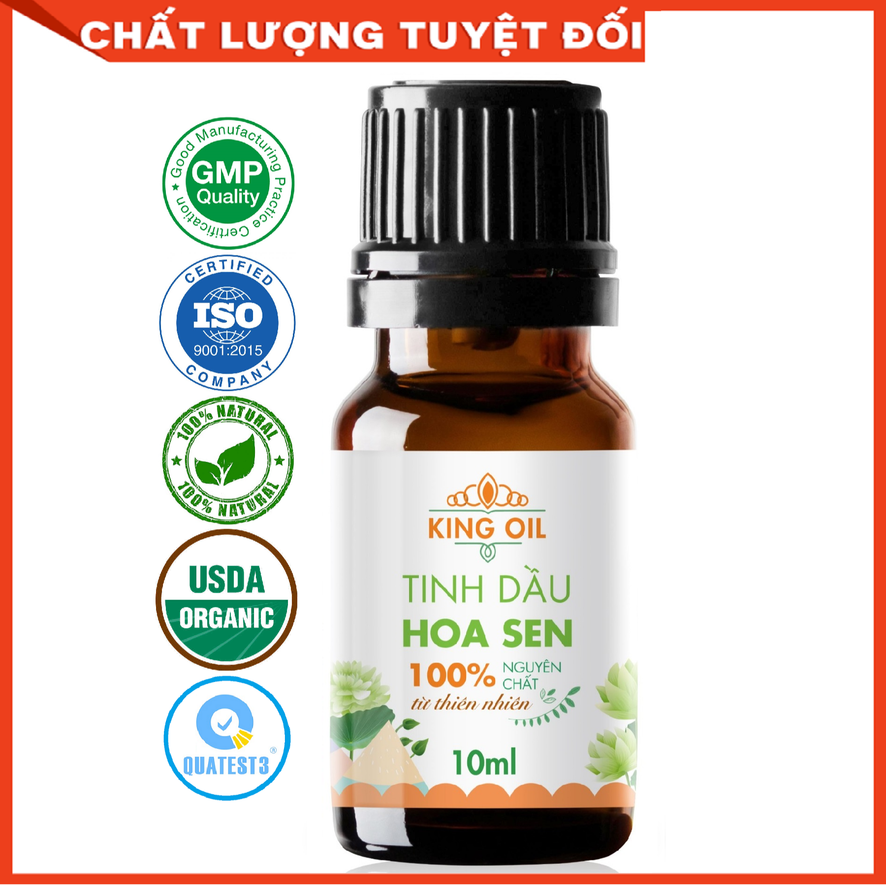 Tinh dầu Hoa Sen nguyên chất thiên nhiên, xông phòng, khử mùi, đuổi muỗi, thơm phòng - KingOil