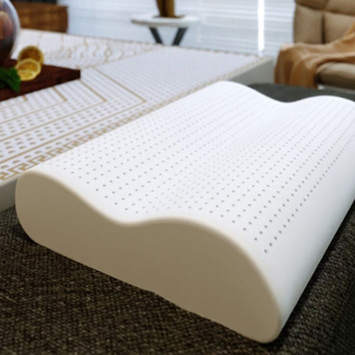 Gối Cao Su Thuần Việt Lượn Sóng Cao Cấp, 100% Cao Su Thiên Nhiên, Kháng Khuẩn, Chống Đau Mỏi Vai Gáy