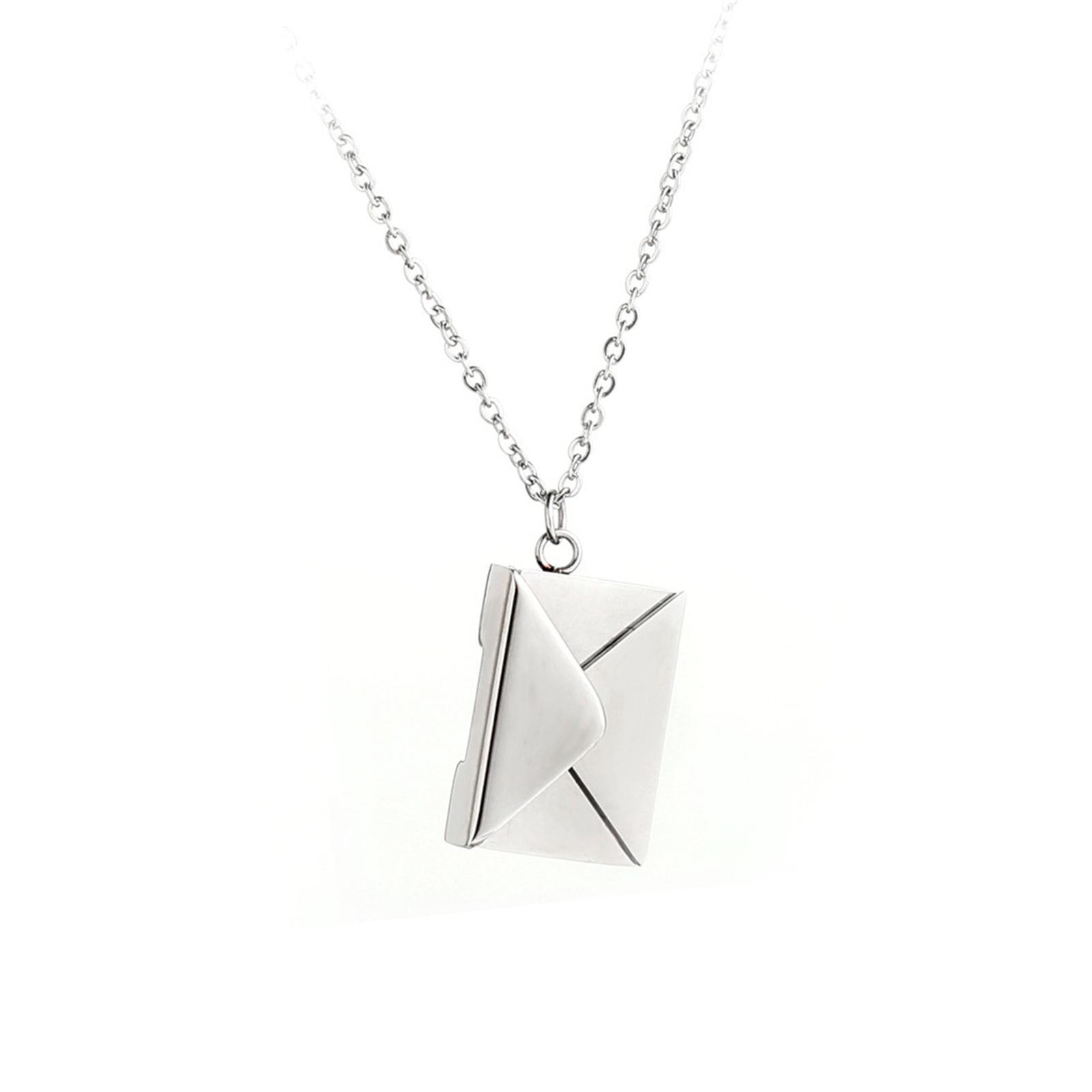 Love Letter Envelope Pendant Necklace for Couples Family Women Men