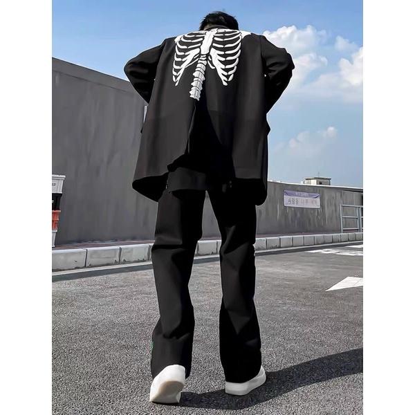 Áo blazer nam nữ,in hình Bone thiết kế 2 lớp form rộng