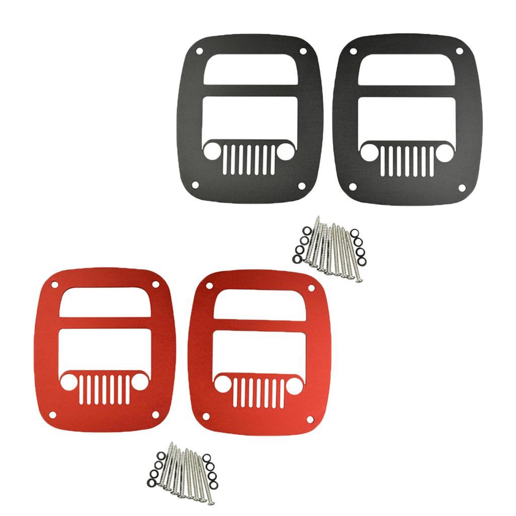 2 Pieces Flat Tail Light Lamp Cover Protector Guard For Jeep Wrangler Red