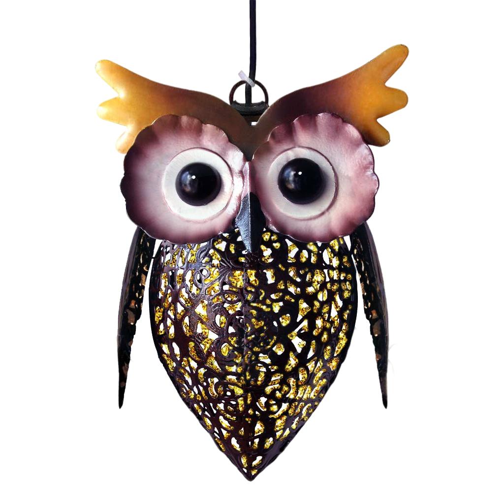 6.3 Inches Hanging Solar Lights Hand-Painted Resin Owl Hanging Decor Outdoor Solar Landscape Lamp for Garden Yard Balcony