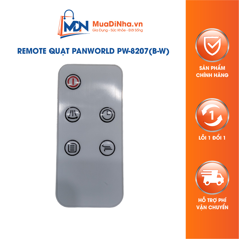 Remote quạt tháp không cánh màu trắng Panworld PW-8207 - Hàng chính hãng